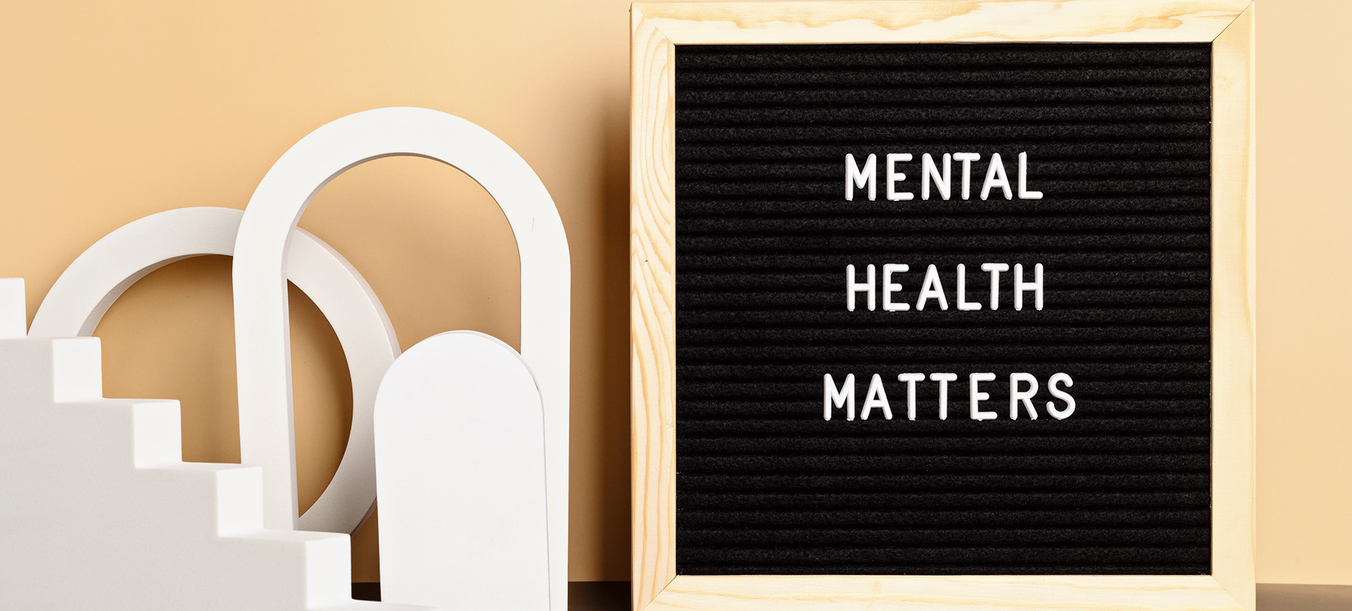 a marquis sign on a counter reads: Mental Health Matters