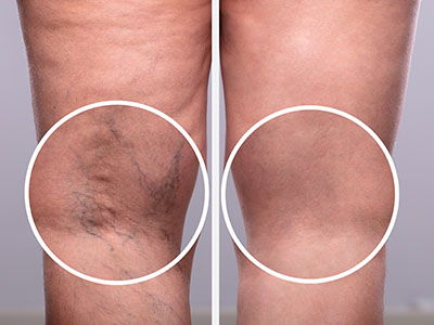 before and after of varicose vein treatment on back of knees